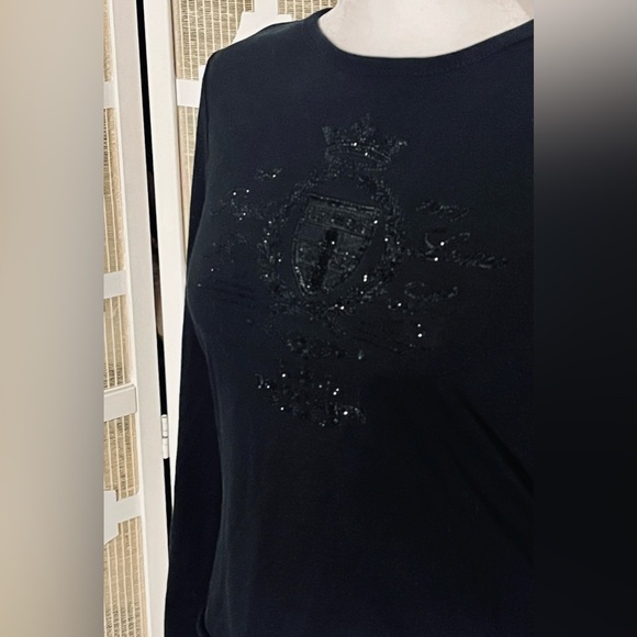 BLACK CREST SPARKLY RALPH LAUREN SHIRT XS Y2K RETRO VINTAGE - Picture 6 of 7